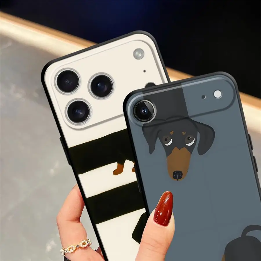 Sleek Black Dachshund Design Soft Phone Cover Case