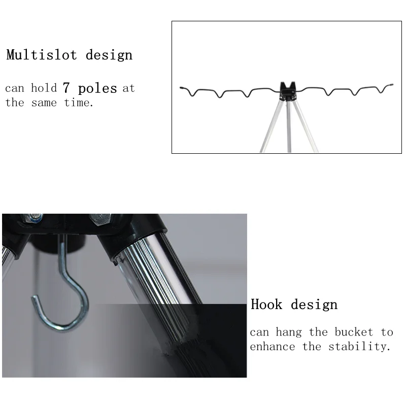 Fishing Rod Holder Aluminum Alloy Telescopic 5 / 7 Groove Portable Collapsible Sea Pole Bracket