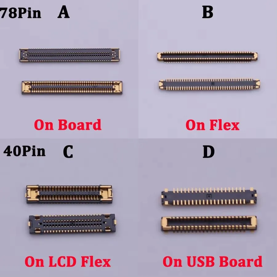 5-50개 40 78핀 USB 충전 LCD 디스플레이 스크린 플렉스 플러그 FPC 커넥터 삼성 갤럭시 A52 A525 A52S A32 A325 A72 A725 A82용