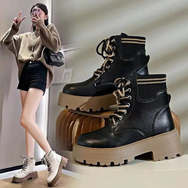 Winter And Autumn Retro Women & Girls Boots Fashion Female Soft Leather Shoes Anti-Slip Sports Casual Size 35-40