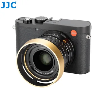 JJC 메탈 렌즈 후드 캡 포함, 라이카 Q3 Q2 Q 디지털 카메라 렌즈, 블랙 골드, 라이카 라운드 렌즈 후드 Q 렌즈 커버 대체