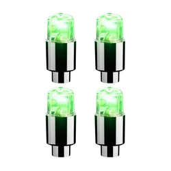 Set of 4 Vibrant LED Wheel Lights for Tire Valve Caps - Neon Light Covers for Vehicles and Bicycles (4Pcs Green)