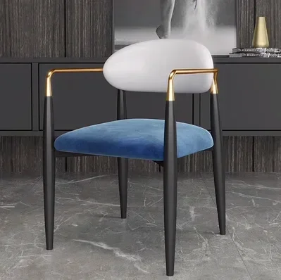 

Nordic Light Luxury High-End Comfortable Iron Long-Sitting Dining Table and Chair Home Chair Cosmetic Chair