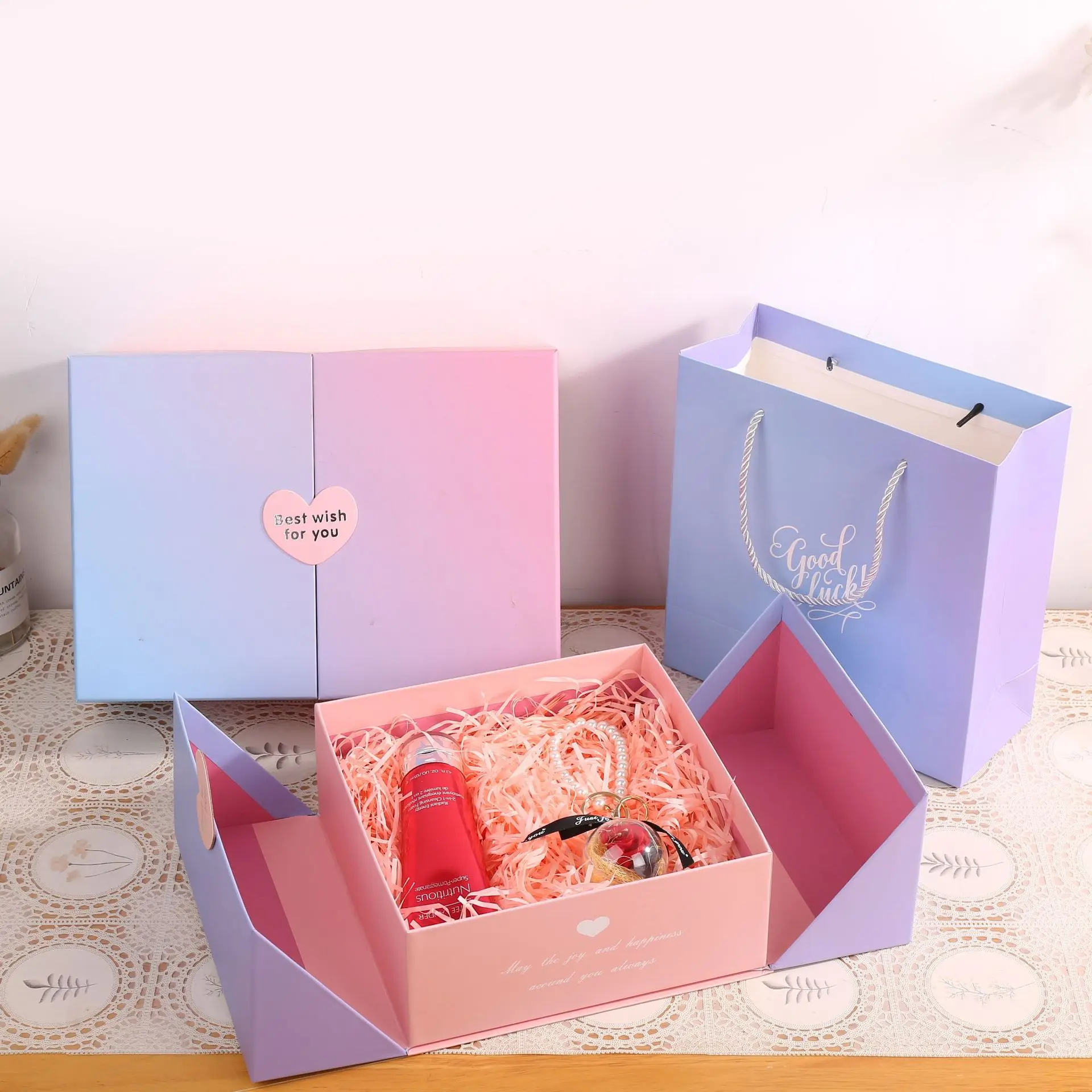 

Valentine's Day Gift Box Luxury Gift Packaging Box Large Hand Gift Cosmetics Double Open all match hand bag