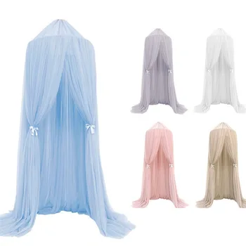 Moustiquaire Princesse Nordique Couronne, Tente Bretonne, Rideau de Lit en Maille à 7 Couches, Décoration de Chambre d'Enfant, Lits d'Amendements de CanPull Rose pour Fille 1
