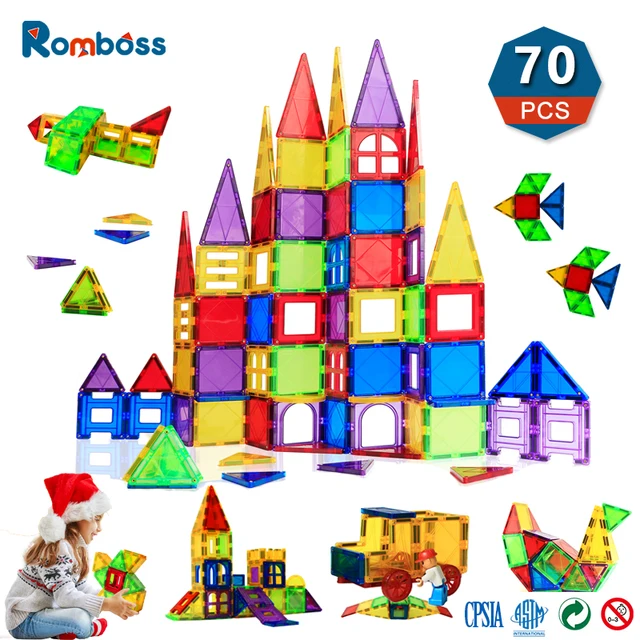 70Pcs/Set DIY 3D Magnetic Building Blocks Constructor Games Magnet Toy Children's Montessori Educational Toys  for Kids Gifts 1