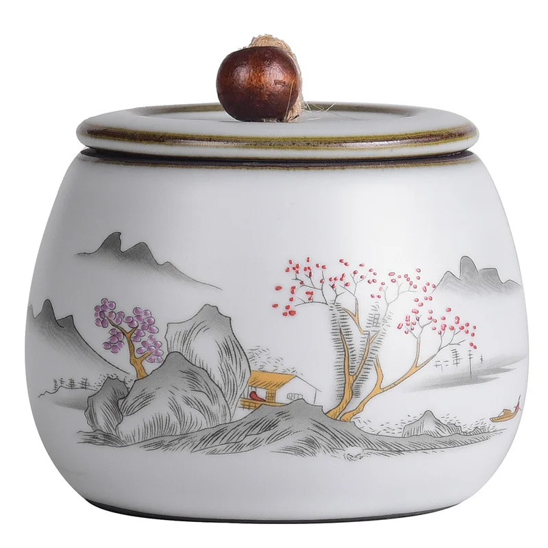 Retro Ruyao Ceramics Tea Caddy Tieguanyin moisture-proof Sealed Storage Tank Portable Travel Tea Boxes Spices Containers Tea Jar