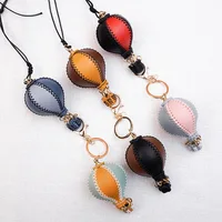 2025 New Genuine Leather Hot Air Balloon Pendant Handmade Diy Material Package Handmade Sewing Genuine Leather Mini Keychain 2