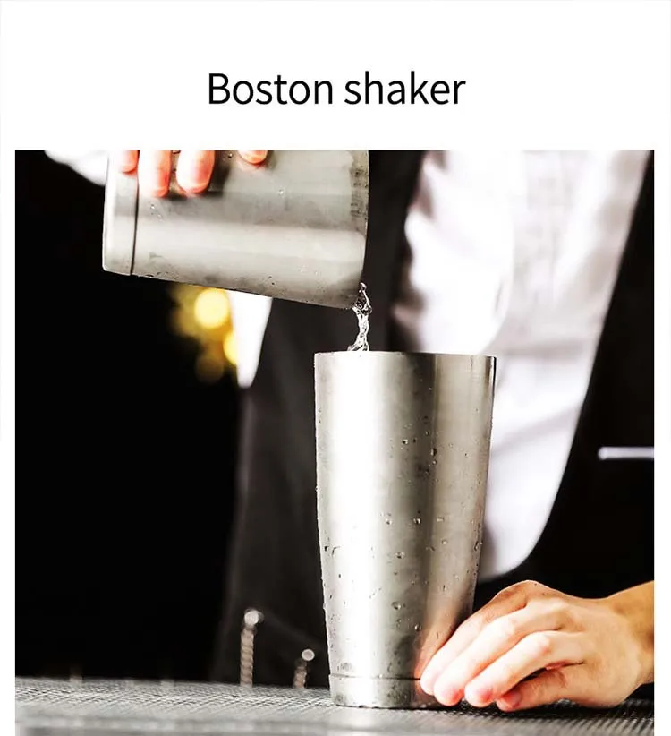 Description Picture 4 of item500/700ml Professional Boston Shaker Stainless Steel Cocktail Shaker Martini Boston Shaker For Bartender Tools Wine Mixer Set
