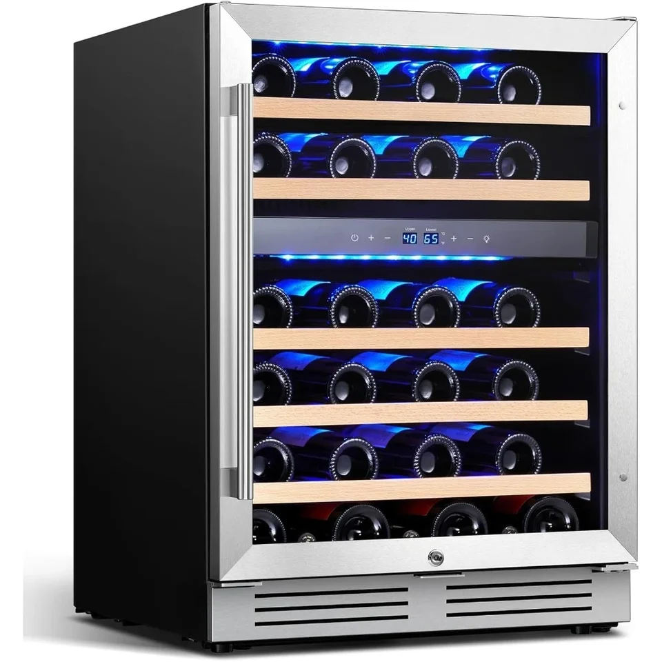 24 Inch Dual Zone Wine Fridge 47 Bottles Cooler
