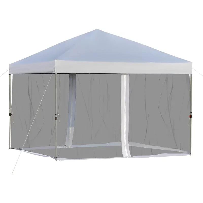 

10 'x 10' Белый беседка с навесом с сетчатыми занавесками