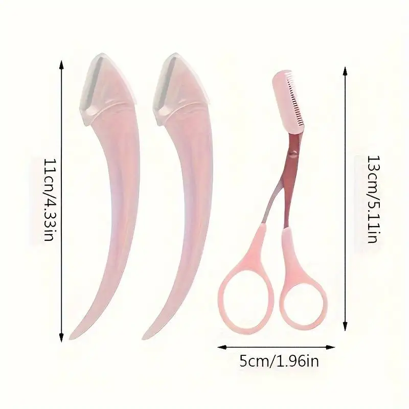 Eyebrow Scissors Trimming Knife Razor Brow Trimmer Scraper Comb Accessory For Women