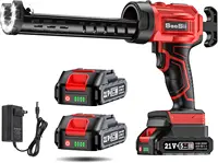 Cordless Caulking Gun[2024 Upgraded], 21V Battery Powered Caulk Gun w/2 x 2.0AH Batteries, Electric Caulking Gun w/LED Li 1