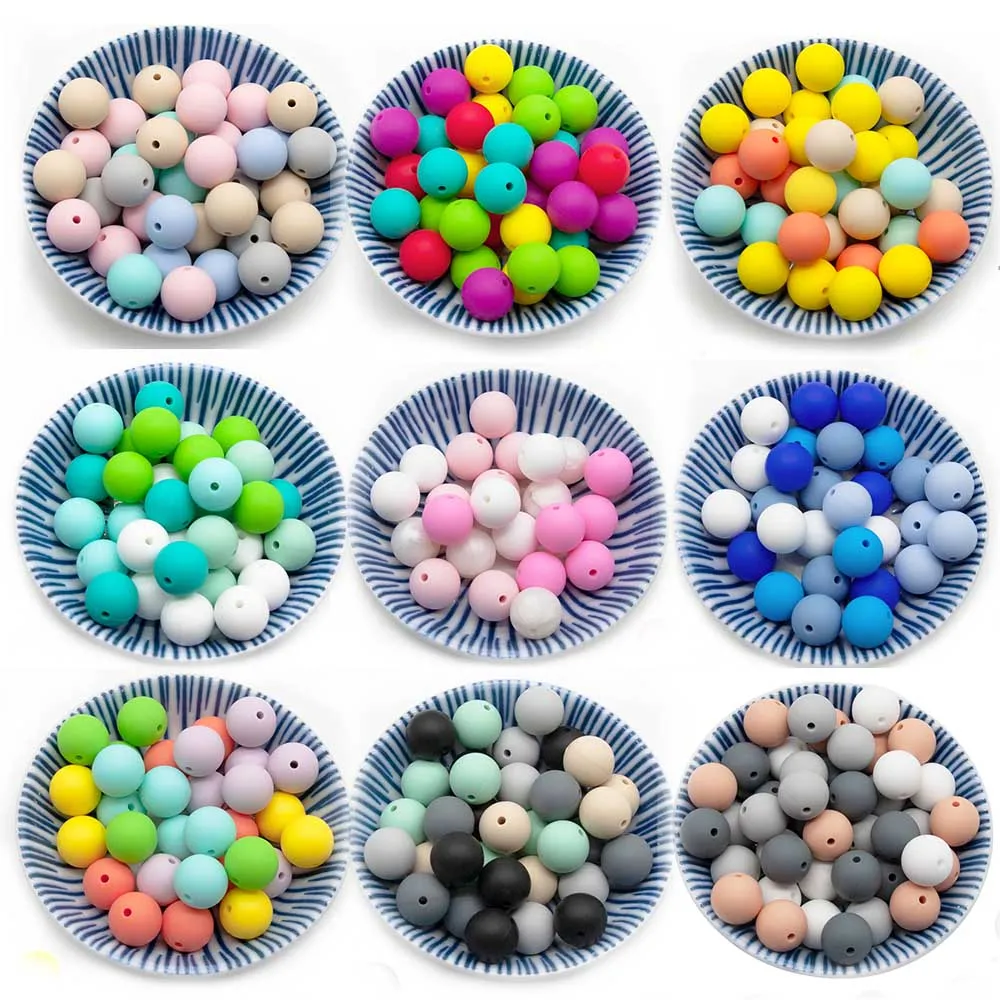 Cute-idea 12mm 10pcs perline in Silicone massaggiagengive per bambini bracciale a catena per ciuccio fai-da-te Bpa accessori per perline in Silicone tondo masticabile gratuiti