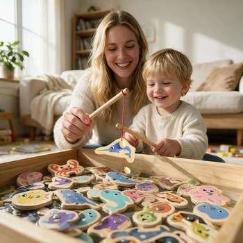 Wooden Magnetic Fishing Game Toy 1