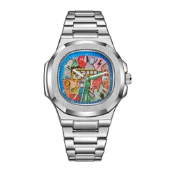 Premium Hand - painted Men's Wristwatch - Trendy and Fashionable Design (Silver)