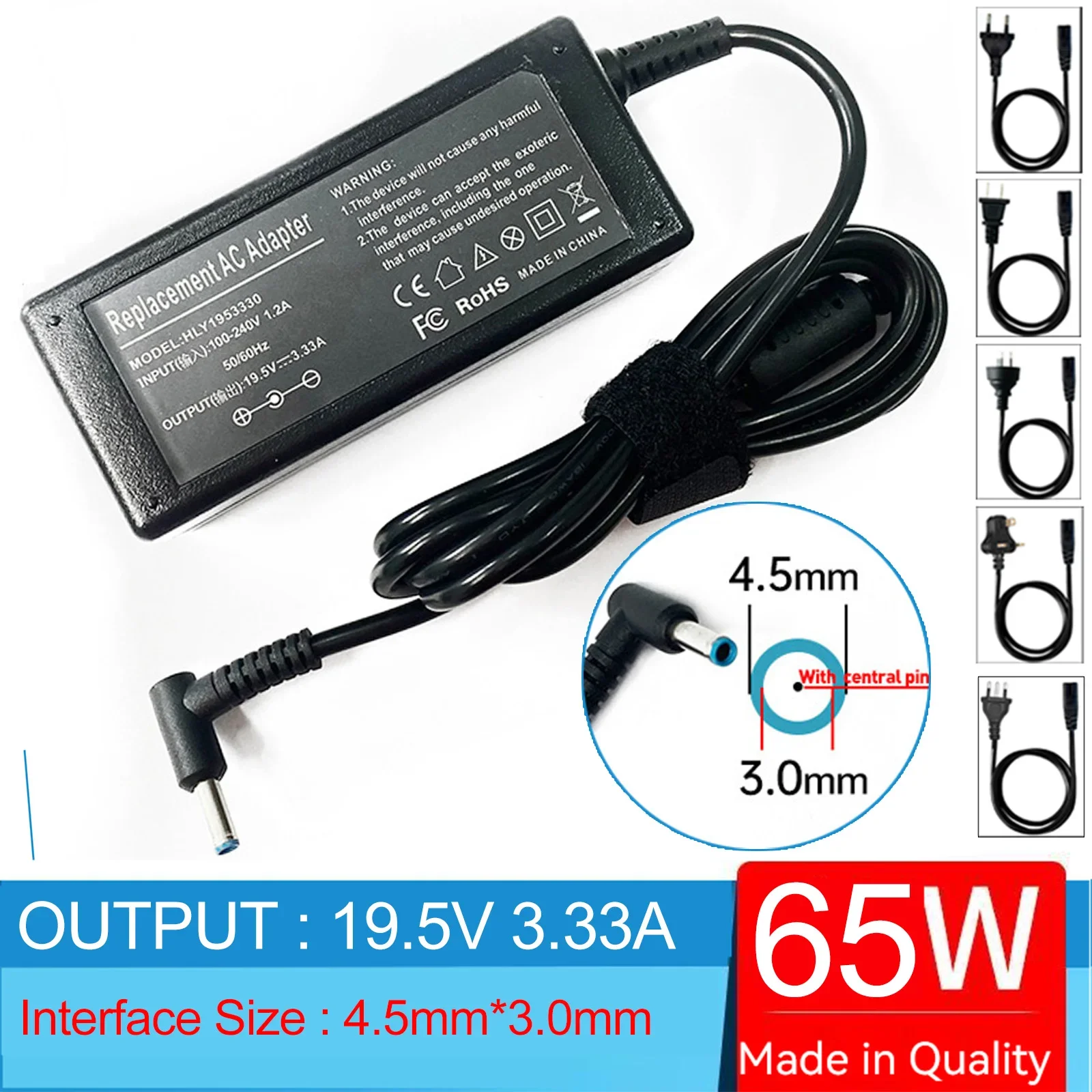 

19.5V 3.33A 65W Laptop Ac Adapter Charger For HP Chromebook 14 14 G3;14 G4;14 G5;11 G4;11 G5;14-q 14-x 14-ak