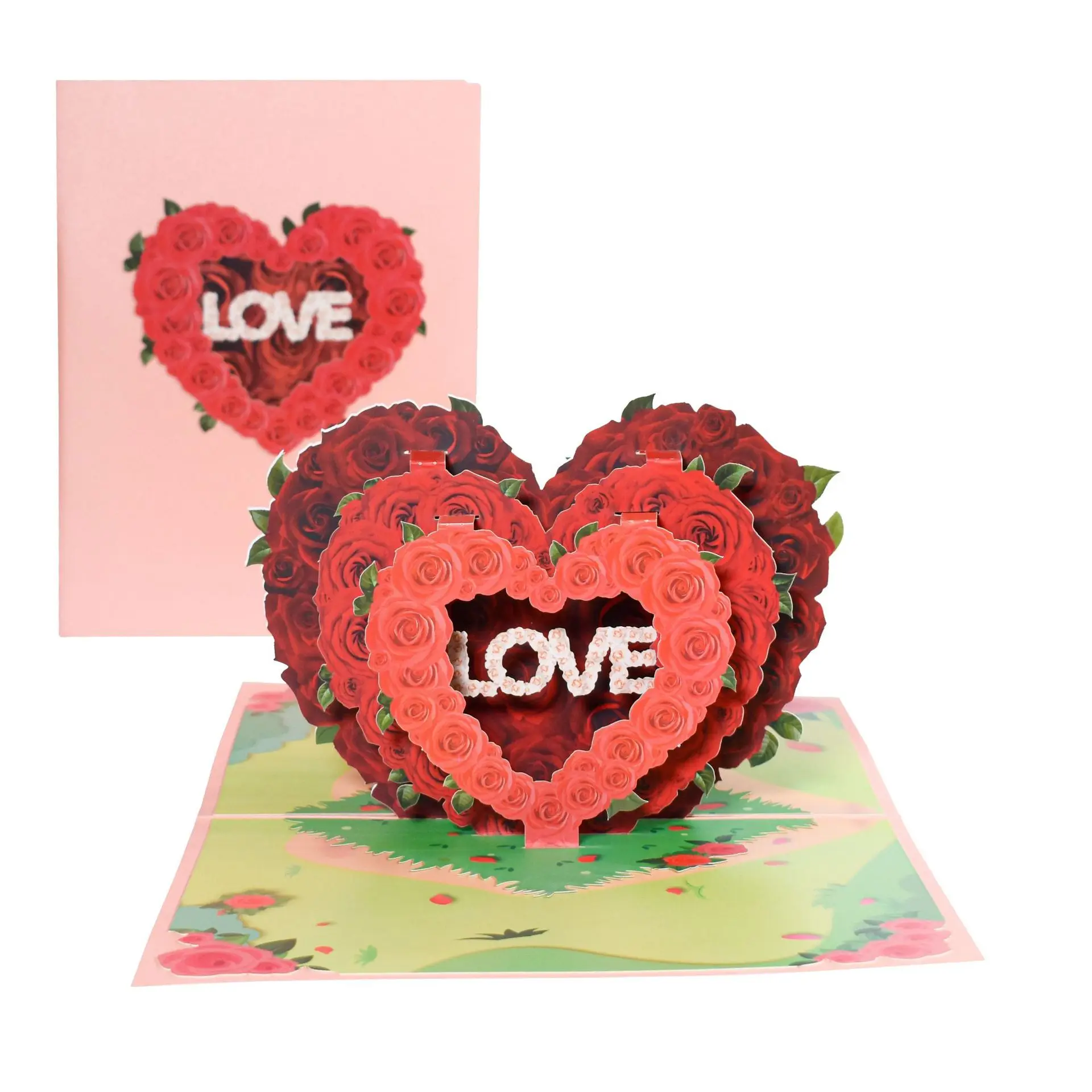 3D Pop Up Cards Valentine's Day Greeting Card Romantic Creative Handmade Blessing Card