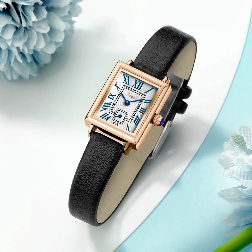 2023 New Watch Women Fashion Casual Leather Belt Watches Simple Ladies Square Dial Quartz Wristwatches Dress Clock Reloj Mujer