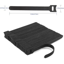 Black Nylon Releasable Cable Ties and Fastener Tape for Cord and Wire Management (Black)