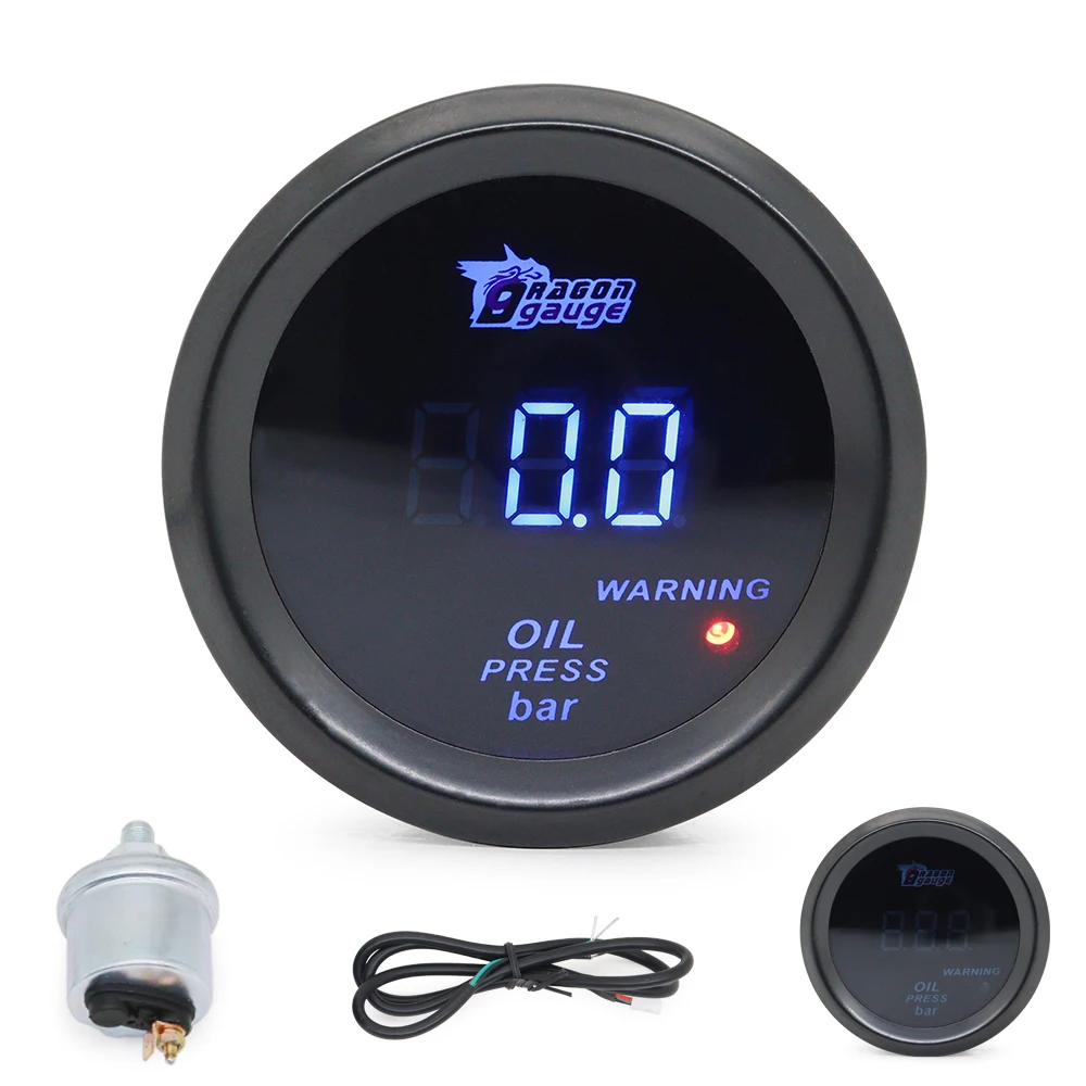 Medidor de temperatura de aceite de 12V, 2 pulgadas, 52mm, 20-140, pantalla  LED Digital, medidor de cara negra para coche con Sensor LAVENTE