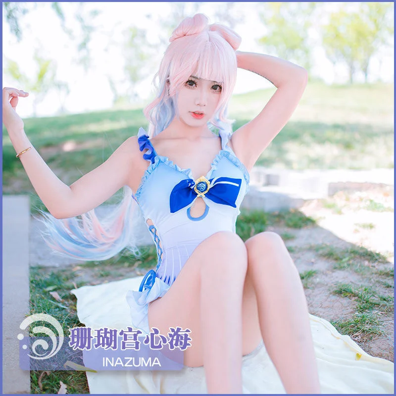 

Genshin Impact Sangonomiya Kokomi Cosplay One Piece Suits Sexy Swimsuits Women Swimwear Bathing Suit Summer One Piece Swimsuit
