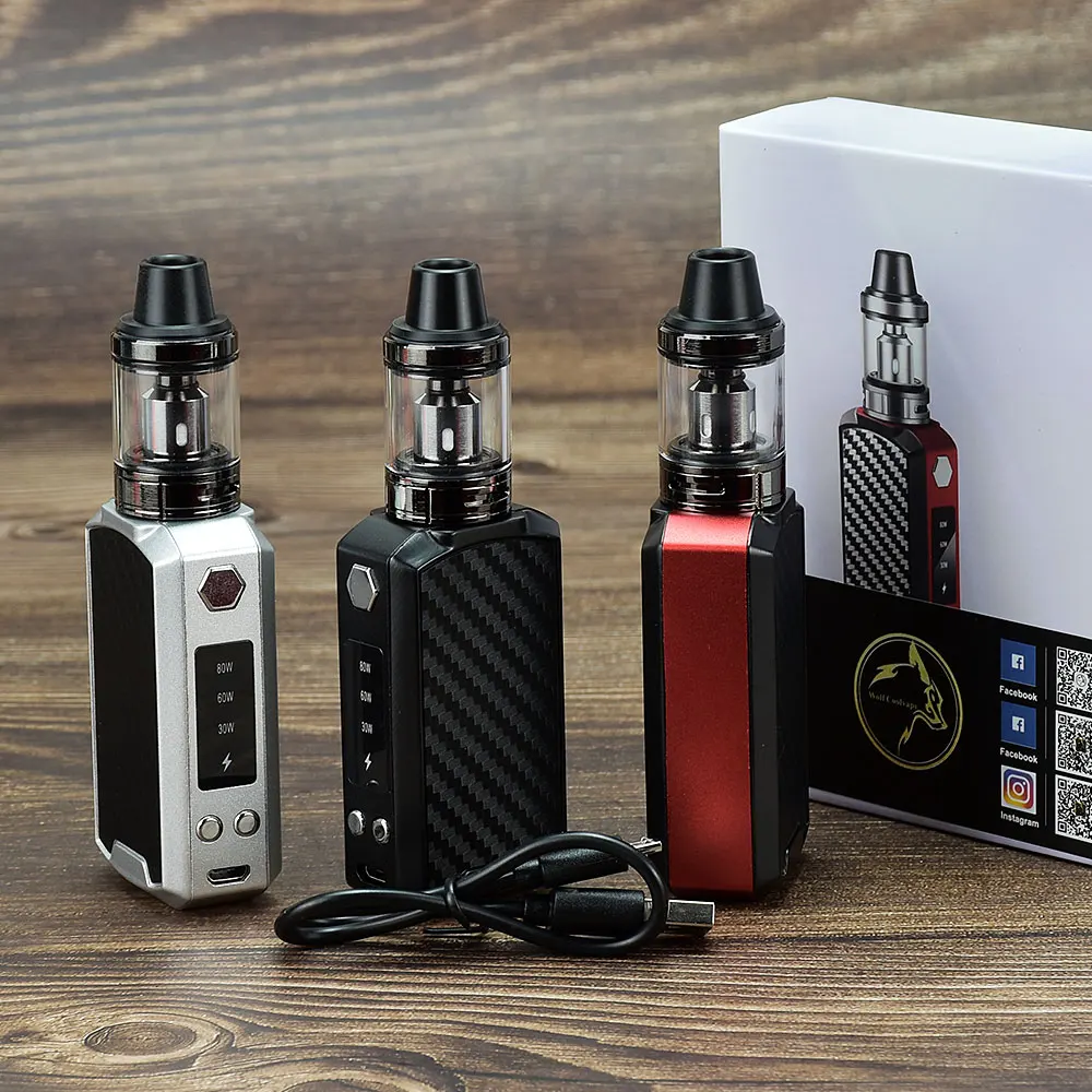 80W Vape mod Box Mod Kit Vapor 2200Mah Vape Pen Starter Kit Vaper Electronic Cigarette mod kit LED Display Vaporizer Vape Pen