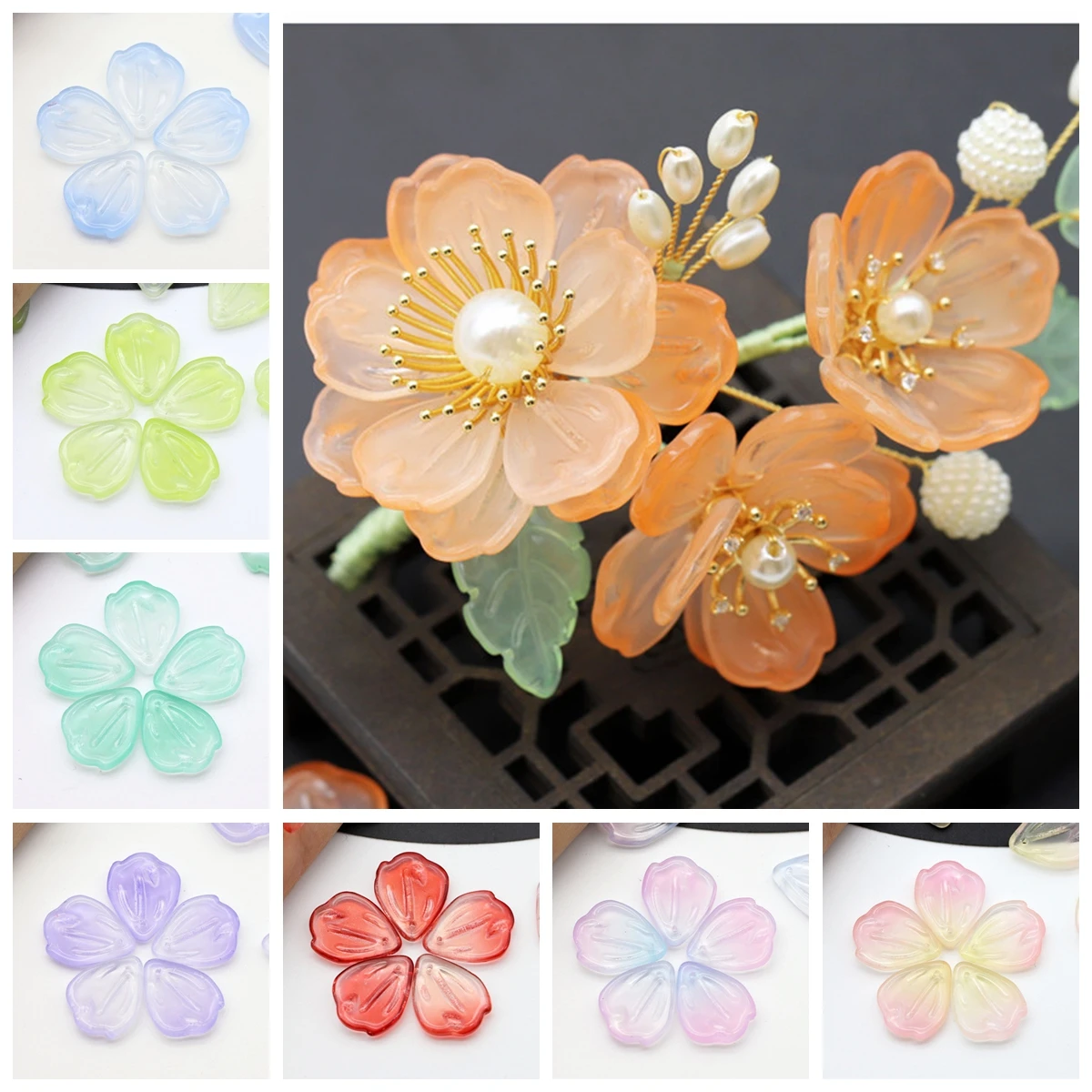 10pcs 19x16mm Petal Shape Handmade Lampwork Glass Loose Pendants Beads for Jewelry Making DIY Flower Findings 5pcs 14mm flat round chinese characters double happiness lampwork glass loose beads for jewelry making diy crafts findings
