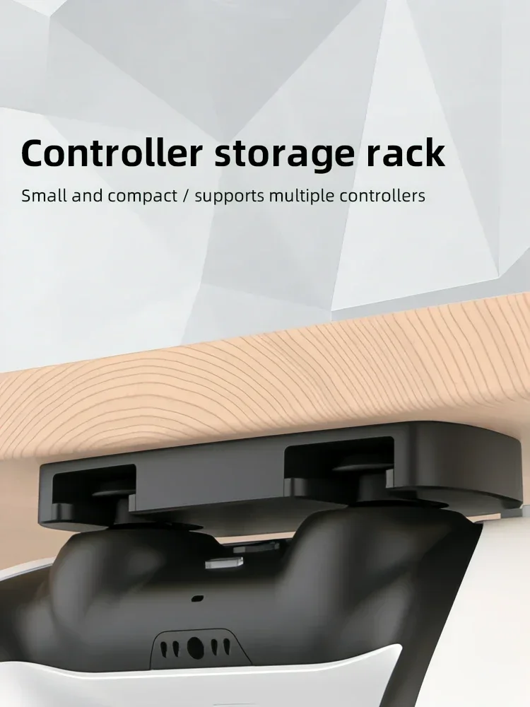 Under-Table Game Controller Hanger and Storage Rack with Adhesive Mount