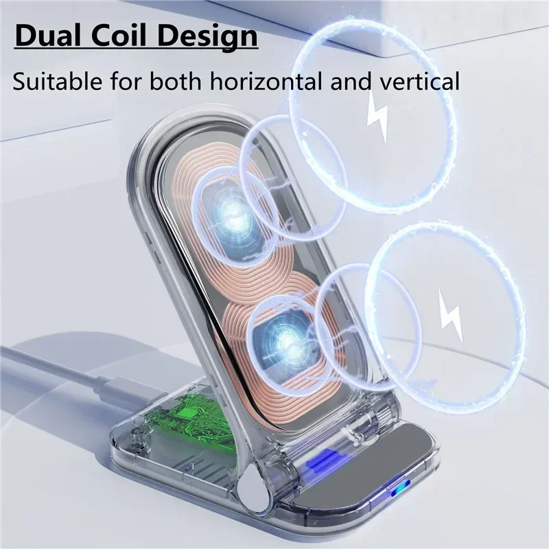 Foldable Magnetic Wireless Charger Stand Pad For Magsafe iPhone 17 16 15 14 13 12 Pro Max Samsung Phone Fast Charging Station