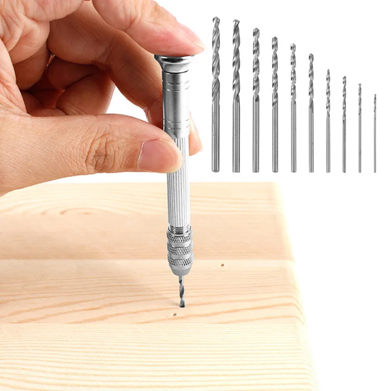 

Mini Hand Drill Bits Kit Chuck 0.8-3.0mm Drill Bits Head For Woodworking Models Hobby DIY Hole Punching Manual Tools Jewelry