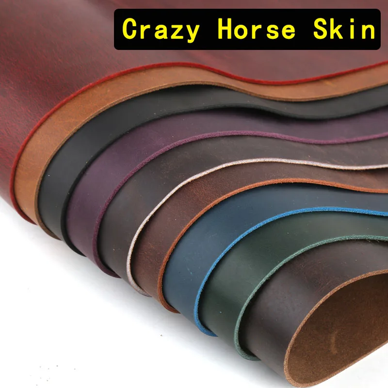 Crazy Horse Genuine Cowhide Leather – Top Layer DIY Fabric, Stiff Retro Color-Changing Leather 1