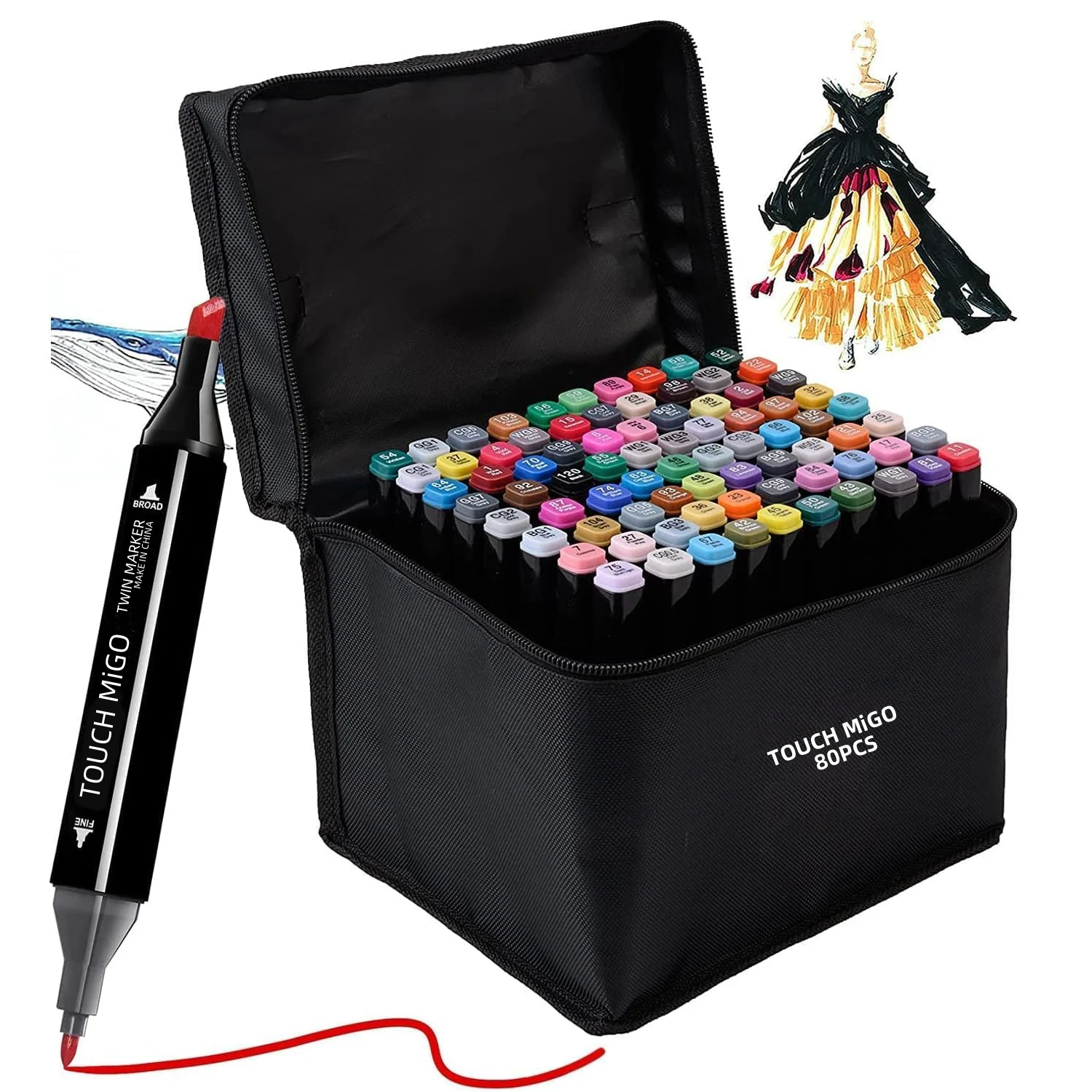 Art Markers 24-80 Colors Marker Pen Set Alcohol Based Double Headed Coloring Sketching Graffiti Manga