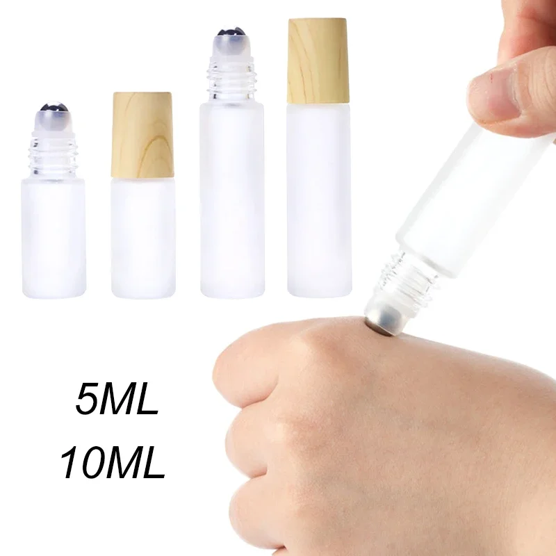 

10Pcs 5ml 10ml Roll On Bottle Sample Test Essential Oil Vials With Roller Thick Frosted Glass Perfume Bottle Cosmetic Container