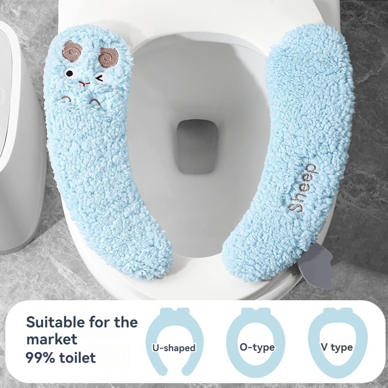 New Pattern Fashion Winter Toilet Seat Cushion Household Toilet Adhesive Seat Cover Seasonal Universal Toilet Seat Cushion 5