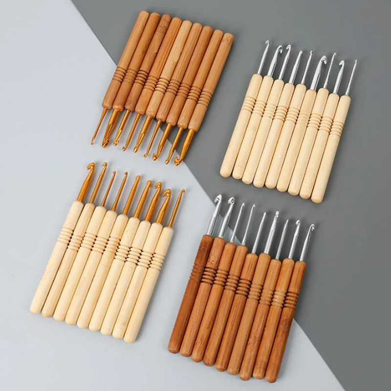 Single head crochet set, handmade DIY weaving tool, carbonized bamboo handle, aluminum head crochet sweater