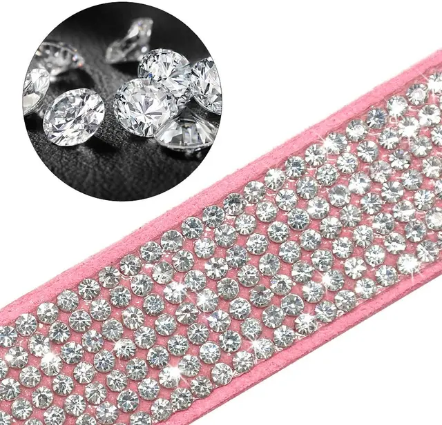 Pet Dog Velvet Leather Collar Leash With Rhinestone Bling Blink Butterfly Fashion Pet Leash Accessories Blind Drop Shipping 3