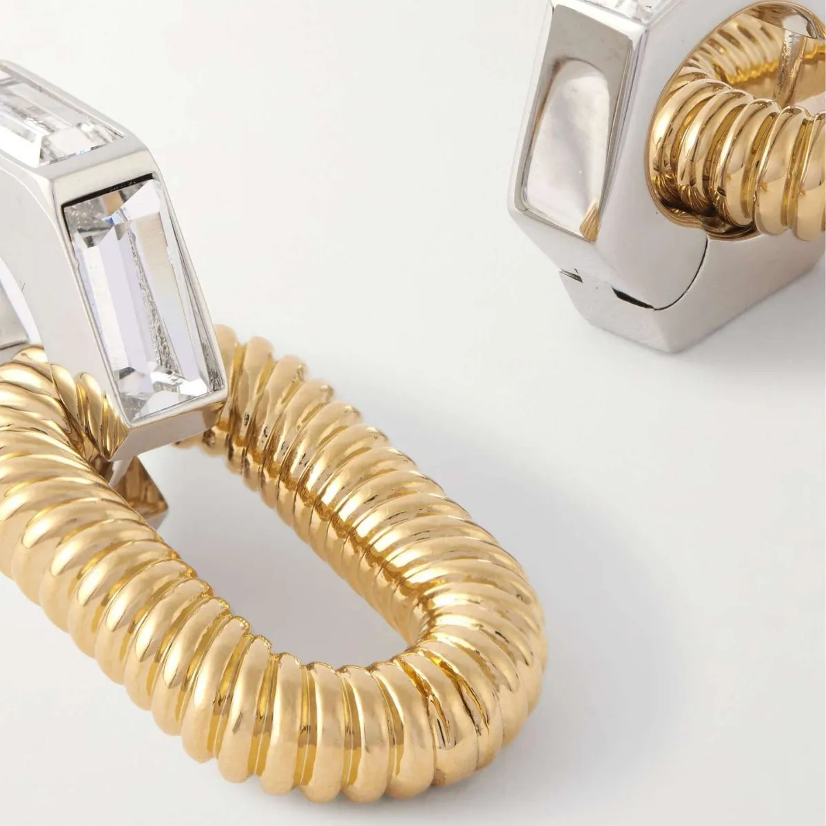 Punk Hiphop Twisted Chunky U Shape Hoop Earirngs Inlaid with White Zircon Geometric Ear Buckles Vintage Stainless Steel Jewelry