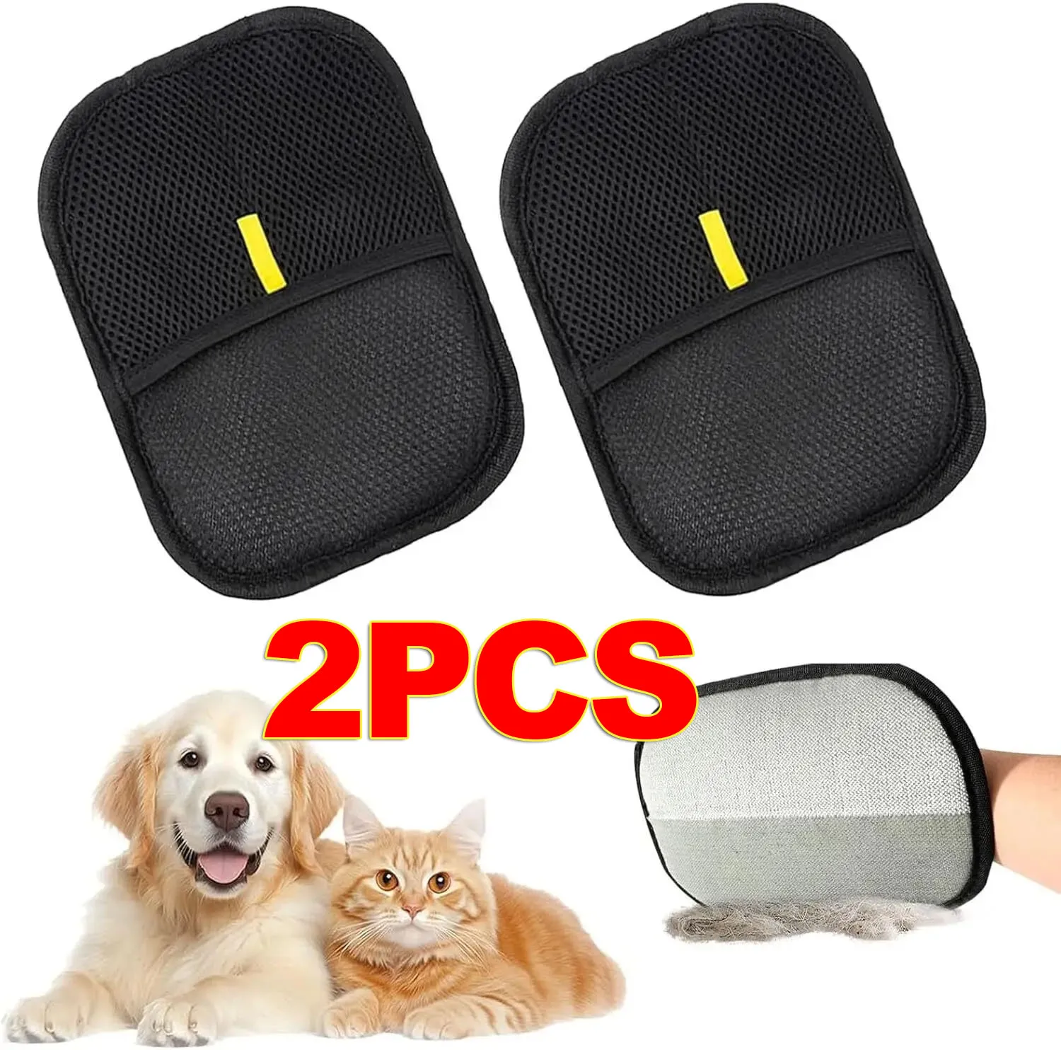 1/2PCS Pet Hair Remover Glove Double-Sided Fur Gloves Cat Dog Fur Magnet Gloves for Washing Deshedding Cleaning Carpets Sofas 1