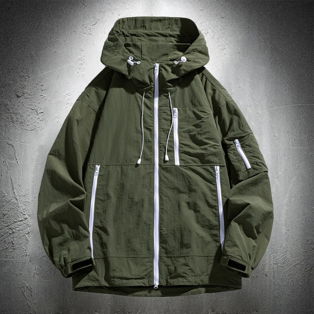 

Hoodie Jacket Men Windbreaker Lightweight Autumn Outdoor Sports Coats With Hood Sweatshirt Coat