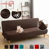 LANMOLIFE Solid Color Armless Sofa Bed Cover Stretchable Futon Sofa Covers Removable Clean Folding Sofa Bed Covers Home Decor 1