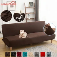 LANMOLIFE Solid Color Armless Sofa Bed Cover Stretchable Futon Sofa Covers Removable Clean Folding Sofa Bed Covers Home Decor 1