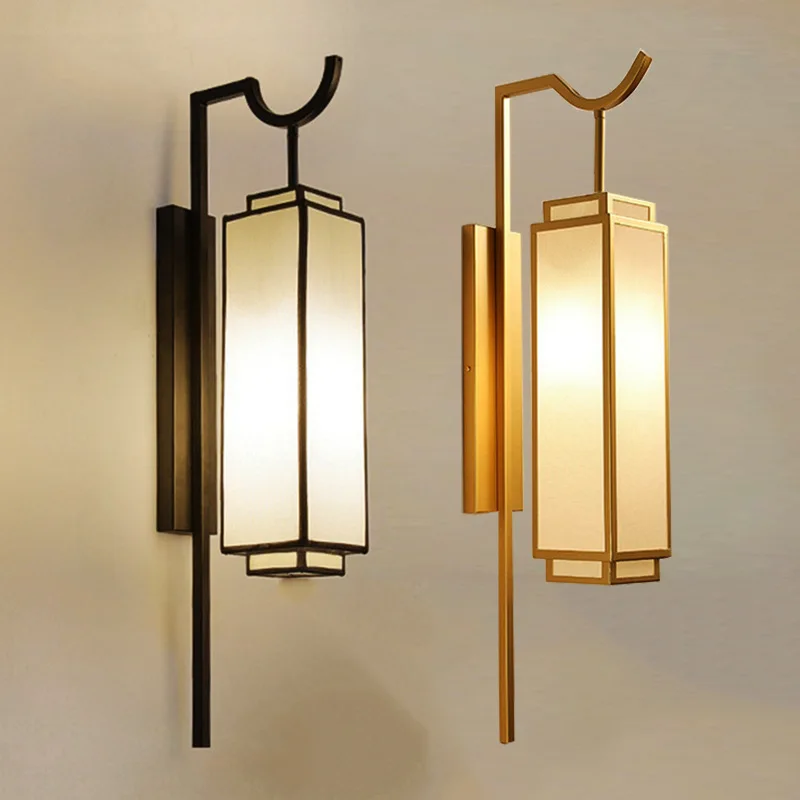 New Chinese Bedside Lamp Bedroom Wall Lamp Simple Antique Hotel Aisle Living Room Retro New Chinese Corridor Lamp Decoration