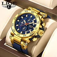 LIGE New Mens Watches Top Luxury Brand Big Dial Watch Men Waterproof Quartz Wristwatch Sport Chronograph Clock Relogio Masculino