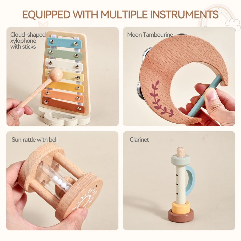 Music Toys for Children Music Instruments Girl Toys Wooden Cartoon Educational Instruments Children's Toys Games for Children 3