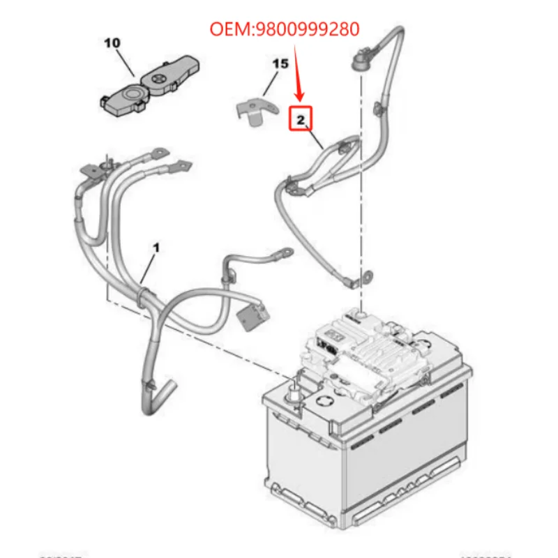 9800999280 For Peugeot 2008 301 Citroen C3XR Elysee Auto Parts M43 Negative Storage Battery Cable