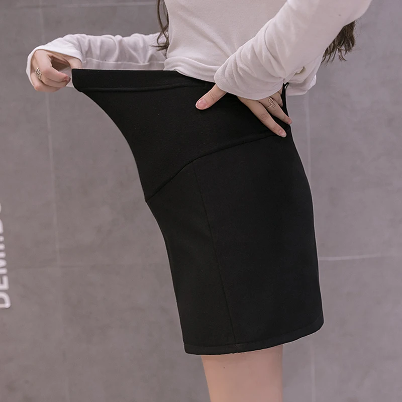 Autumn high waist maternity skirt packages hip split skirts short abdomen pregnant woman skirts black pregnancy clothes