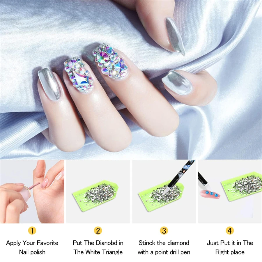 Jewel Nail Charm Rhinestone Picker,Nail Art Bead Pick Up Tool Wax Pen Applicator for Rhinestones, Manicure Rhinestone Applicator 4