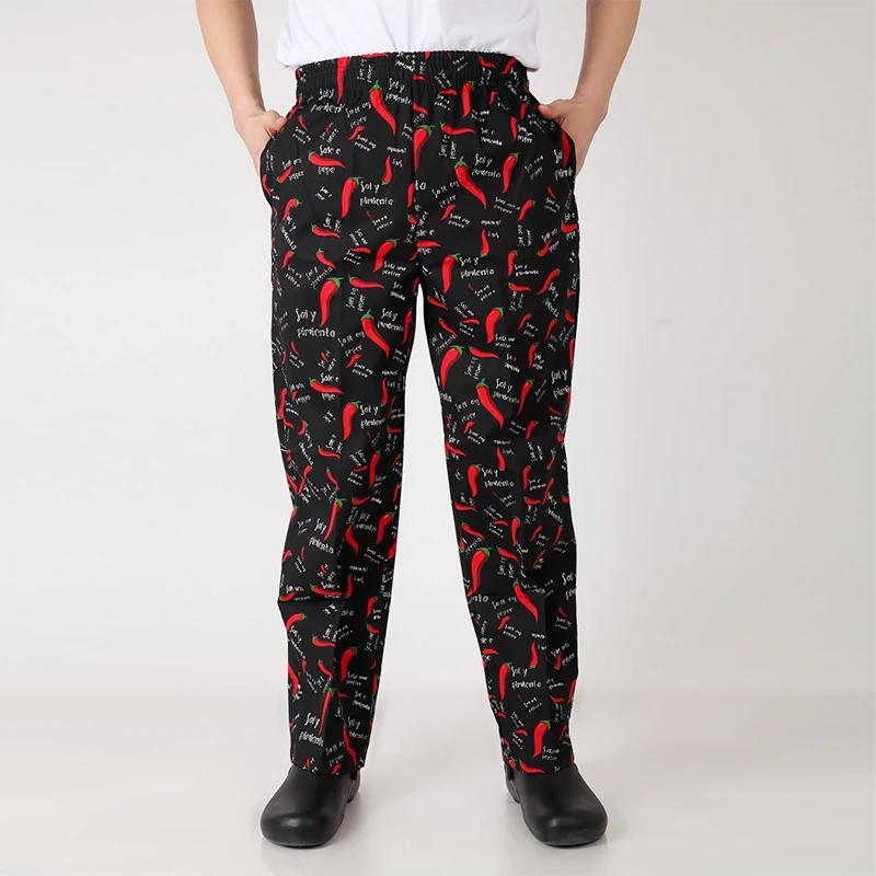 chef pants balck pants hotel restaurant bakery catering elastic trousers zebra High Quality Chef uniforms work clothes
