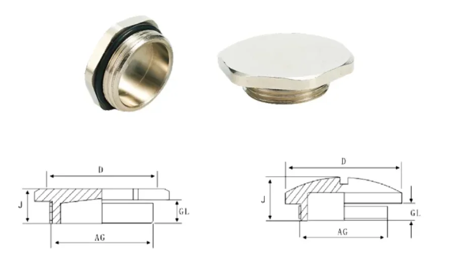 Description Picture 4 of itemM32*1.5 PG25 Waterproof sealing plug of metal cable Brass nickel plated plug Metal cover